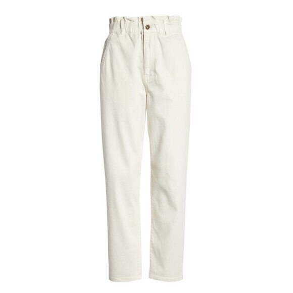 NWT 1. State Paperbag Waist Light Denim Pants in Toasted Ivory - Picture 6 of 6